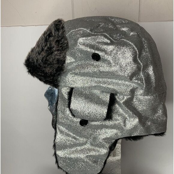 Glitter Faux Fur Trapper Hat Gold - Picture 6 of 7